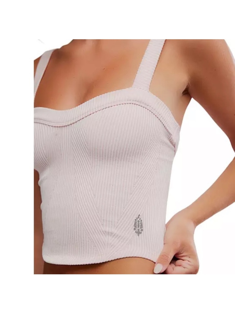 FP Movement by Free People Light Pink Ribbed Cropped Tank